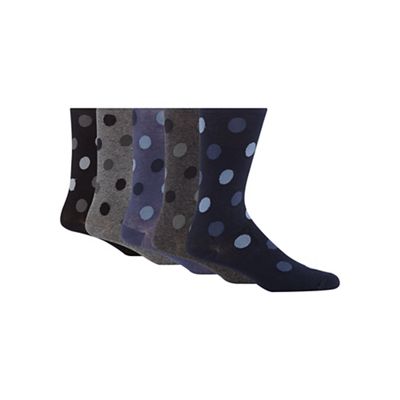 Pack of five assorted spotted socks